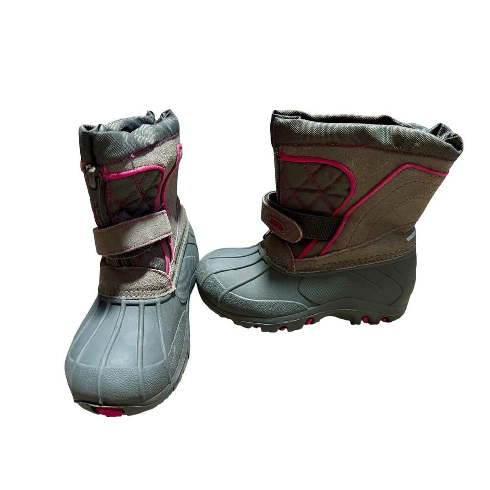 Totes Girls Winter Snow Boots Gray Pink Tori Size 11 Medium - Picture 3 of 6